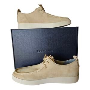 EVERLANE Men 12 Shoes Desert Tan Pebble Suede Leather Comfort Loafer Laces NEW